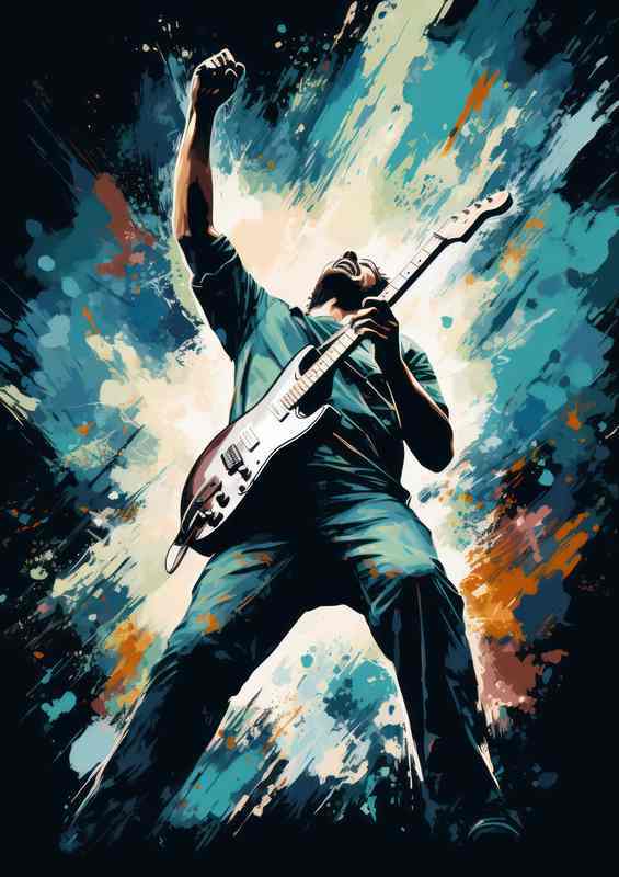 Guitar player with his hands in the air | Poster