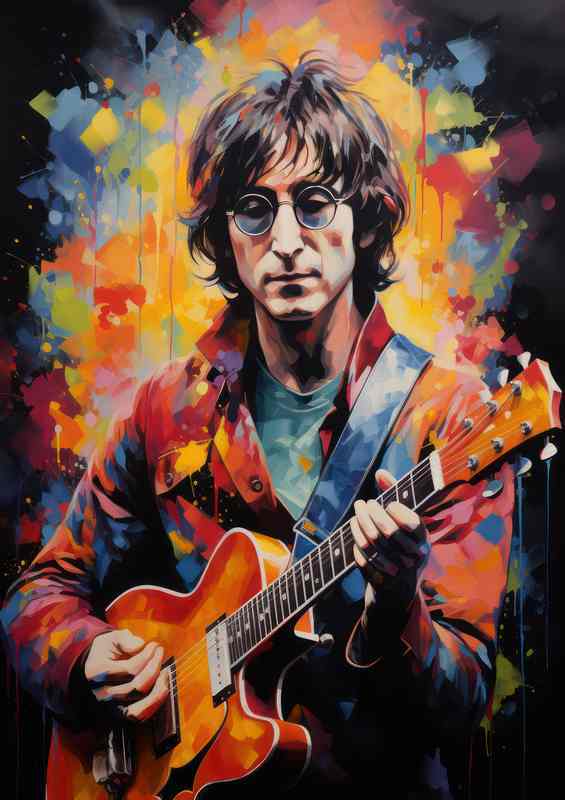 John Lennon Very colourful splast art sstyle | Di-Bond