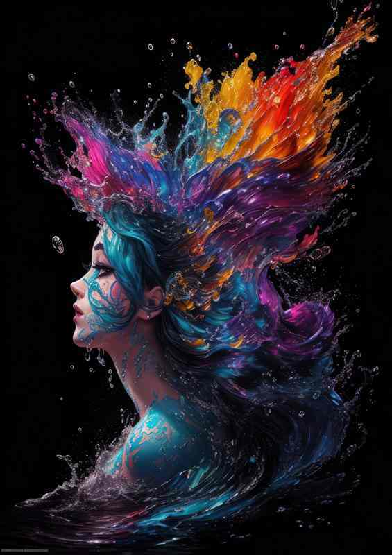 Majestic Mermaids Muse Artful Splash Scene | Di-Bond