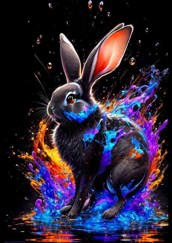 Radiant Rabbit Rhapsody Bold Splash Art Scene | Canvas