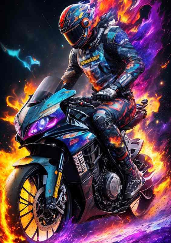 Radiant Racing Bike Bold Splash Art Creation | Poster