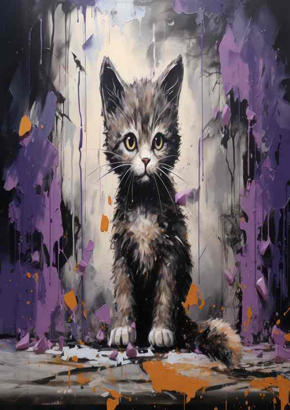 Radiant Splash Art Display cute cat | Poster