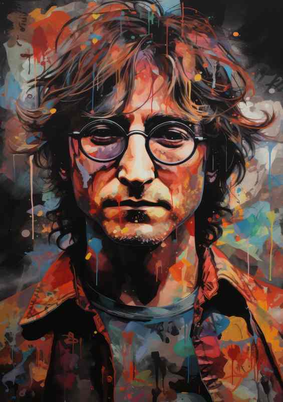 John Lennon with glasses in splash art style | Poster