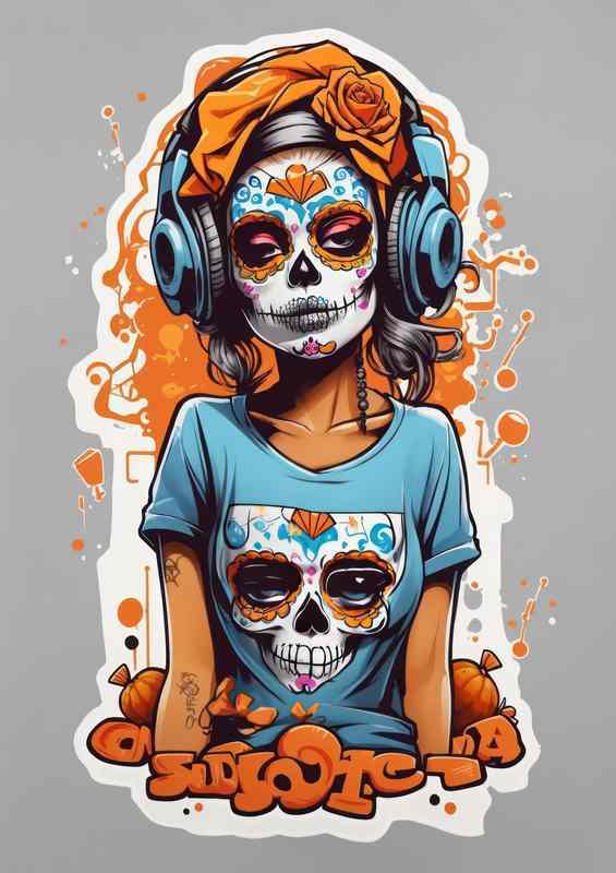 Skeletal Sneaker Elegance Dia de los Muertos Creation | Metal Poster