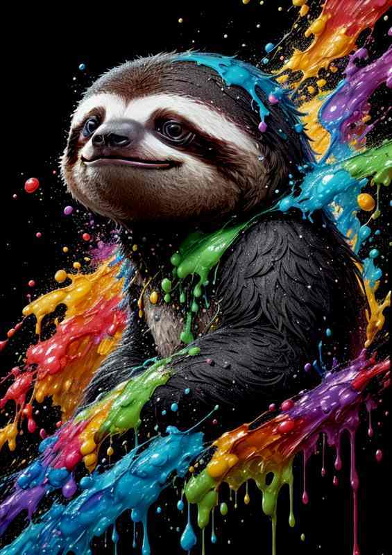 Sloth with a splash of colour | Canvas