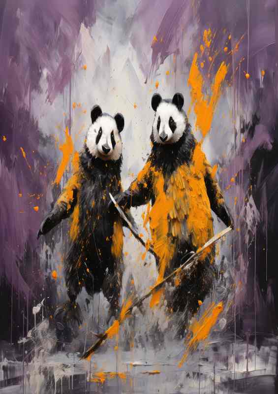 Spectacular Pandas Wisdom Unique Splash Artwork | Canvas