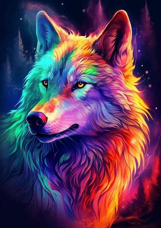 Spectacular Wolf Wisdom Unique Splash Artwork | Poster
