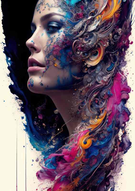 Vibrant Beauty Dynamic Splash Artistry | Metal Poster