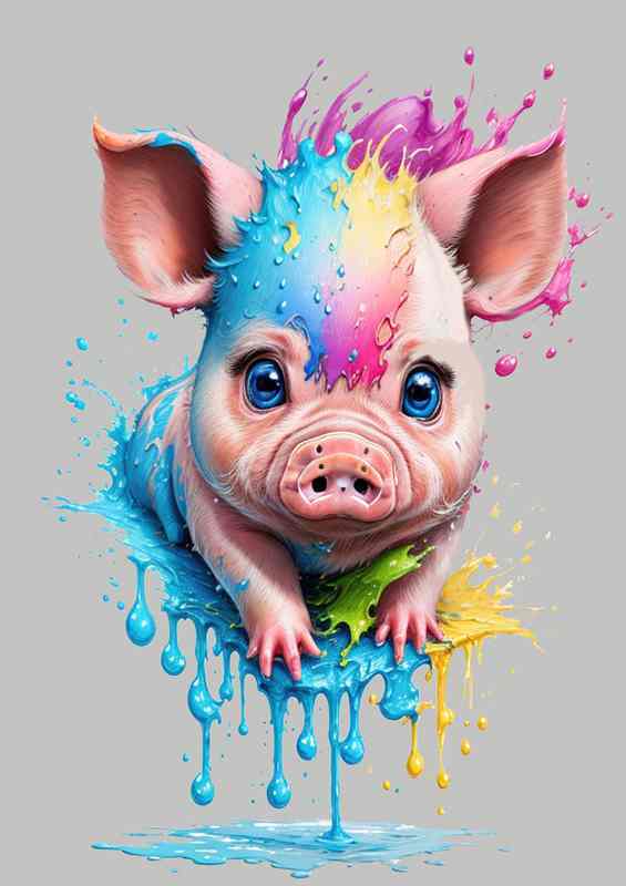 Vivid Little Snout Piggy Splash Art | Canvas