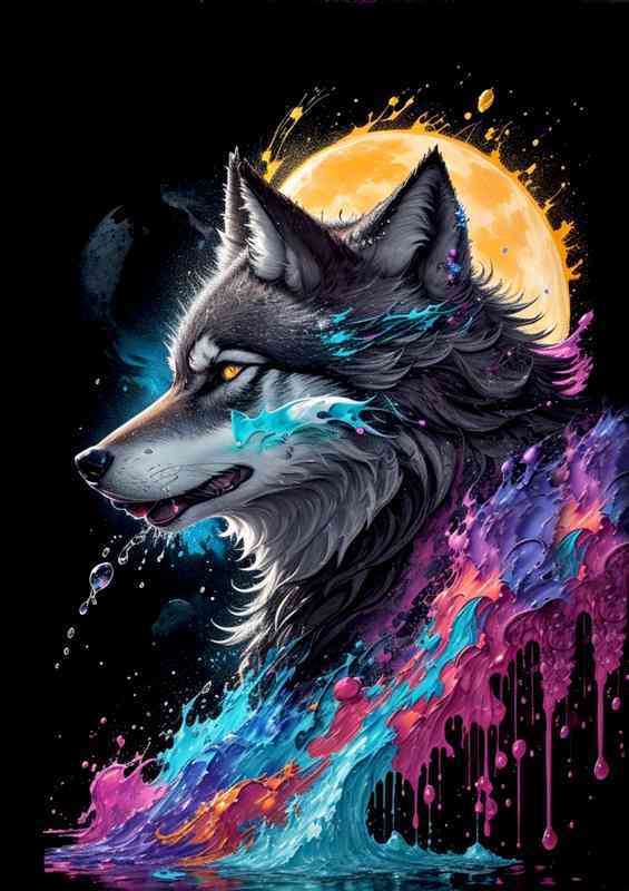 Wolf out at night splash art | Poster