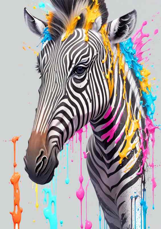 Zoe the Zebra | Splash Art on Canvas