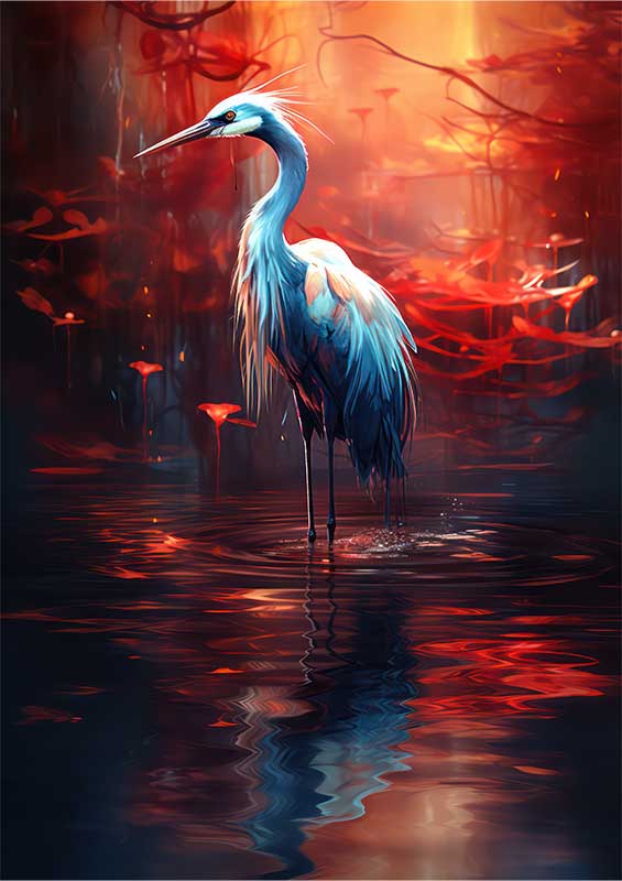 Graceful Crane in Water | Wild Beauty Poster