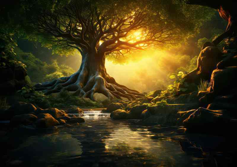 Sunlight Tranquility Lush Forest | Canvas