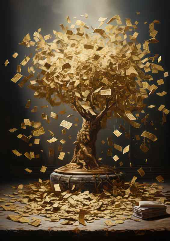 Currency Cascade Wealthy Tree | Canvas