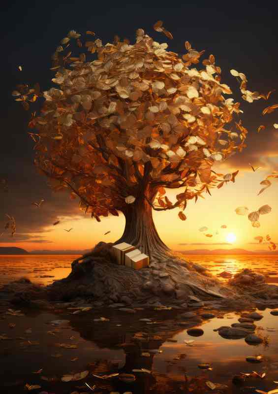 Money makes the World Go Round Tree | Metal Poster