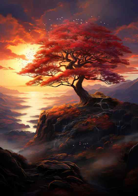 Red Sunset Tree | Canvas
