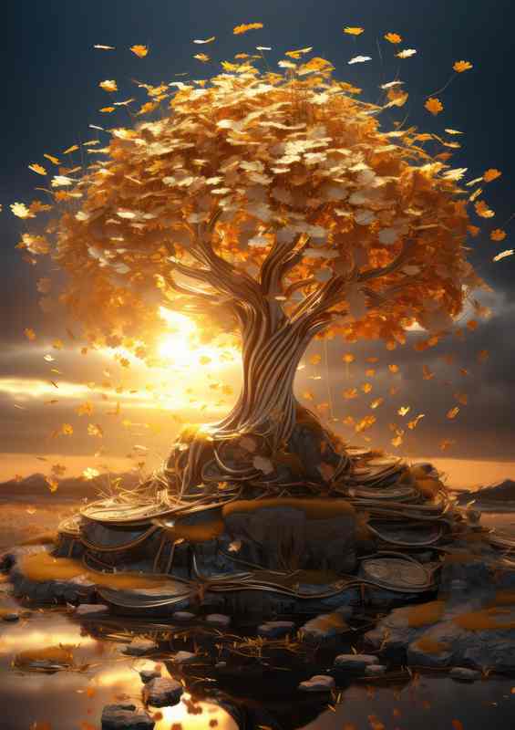 Tree of golden Coins | Metal Poster