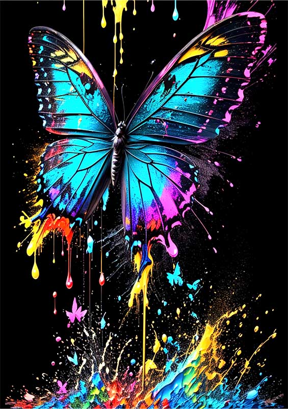 colourful butterfly splash art Dancing With Colour | Poster
