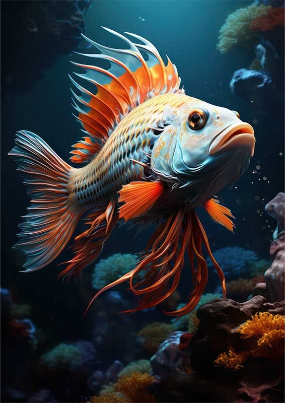 Amazing Fish With Fins Swimming In The Ocean | Di-Bond