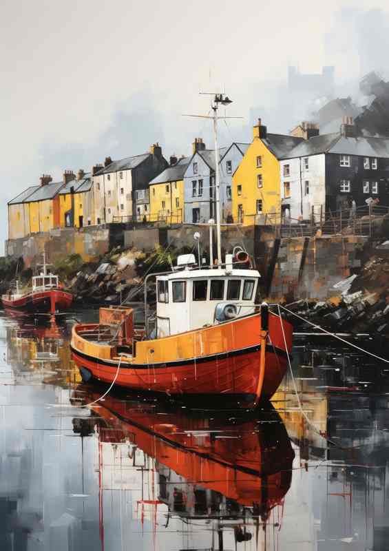 Moored in the Harbor | Metal Poster