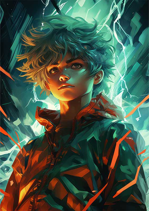 Gogeta style in a green shirt and some lightning | Di-Bond