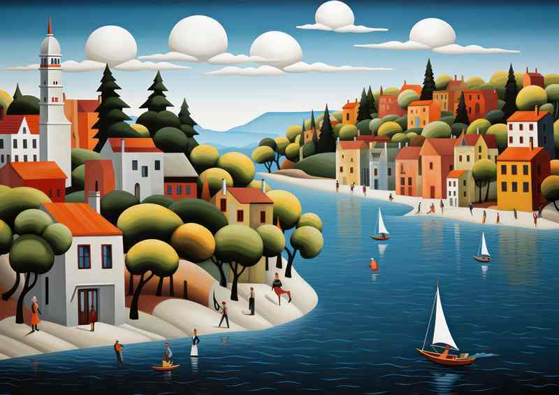 Lakeside Dwellings idyllic Abodes | Metal Poster