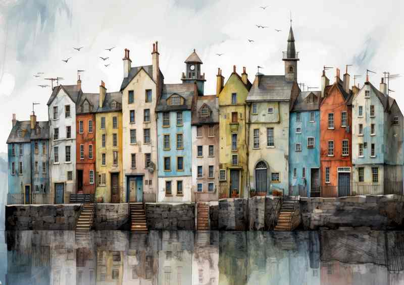 Town Houses A Charming Retreat | Metal Poster