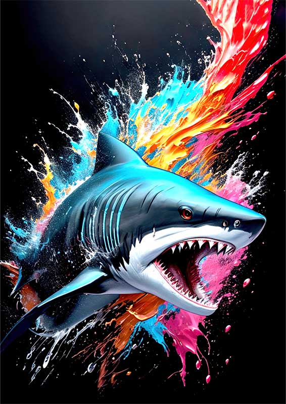 Shark spalsh art King Of The Ocean | Di-Bond