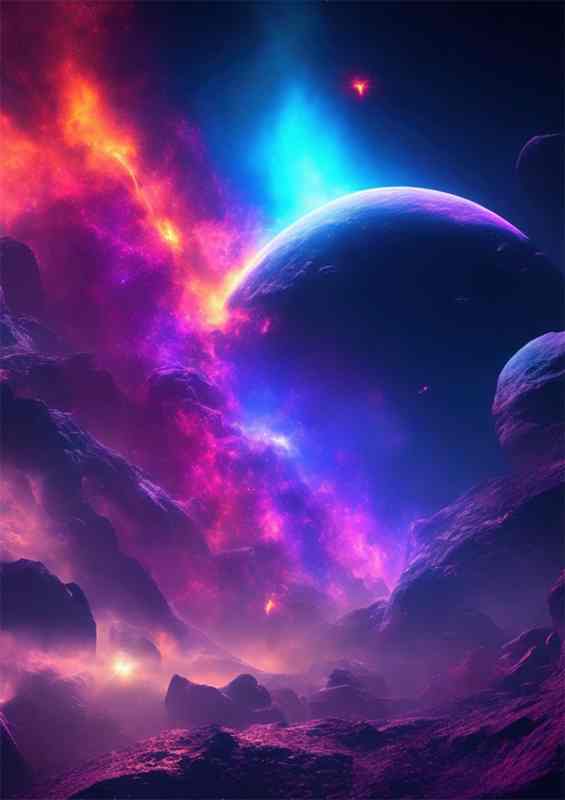 Fantasy space scene with boulders | Canvas