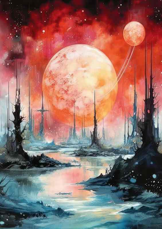 Mesmerizing Interstellar Illustration Artistic Galaxy | Poster