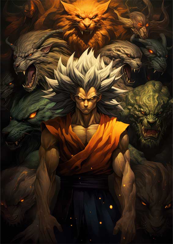 Goku image of dragon ball surrounded with beasts | Di-Bond