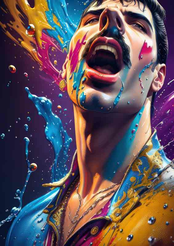 Splash art of Freddie Mercury singing | Canvas