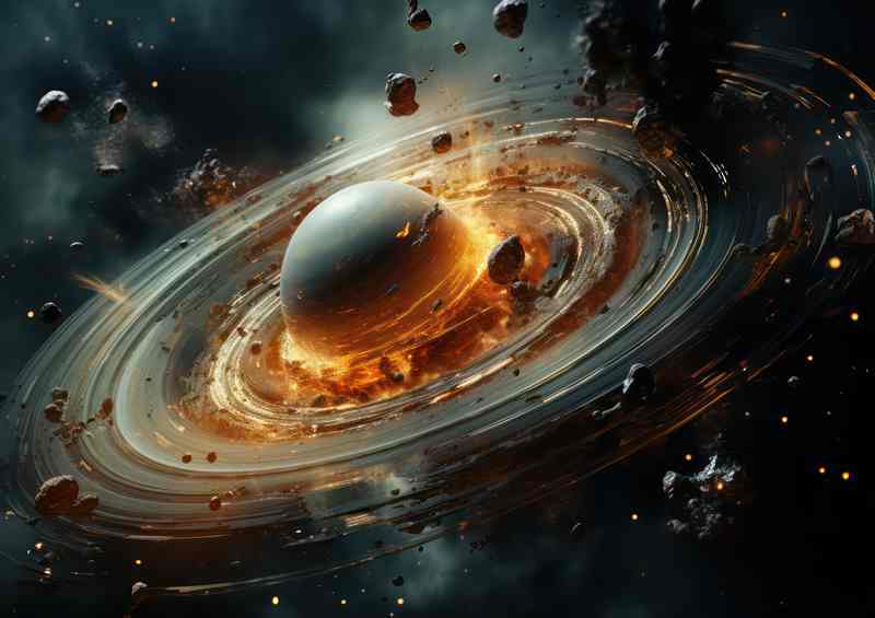 Celestial Saturns Symphony Mesmerizing Galaxy | Poster