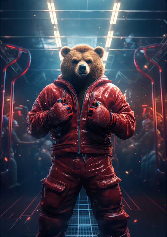 Barney The Bear In The Middle Of The Cage | Di-Bond