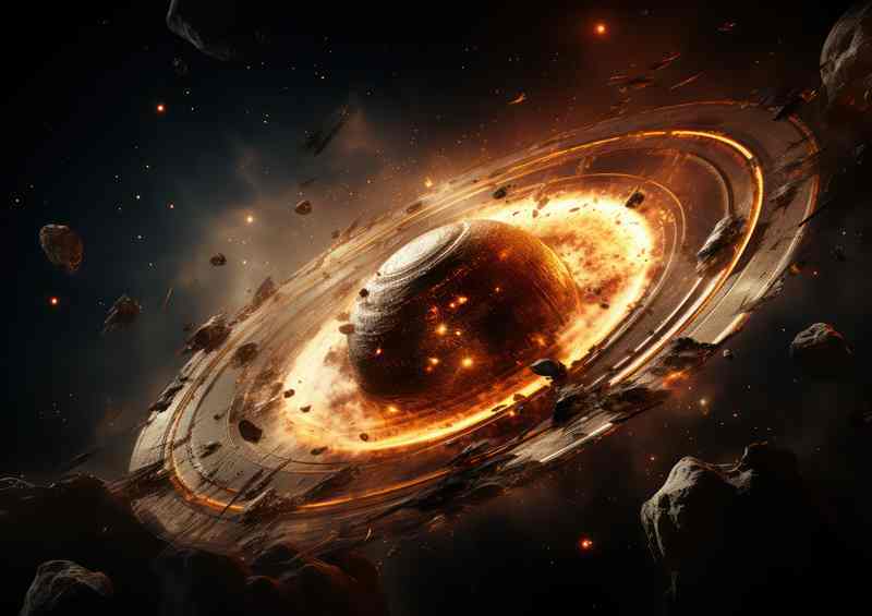 Majestic Saturn In Stunning Space | Metal Poster