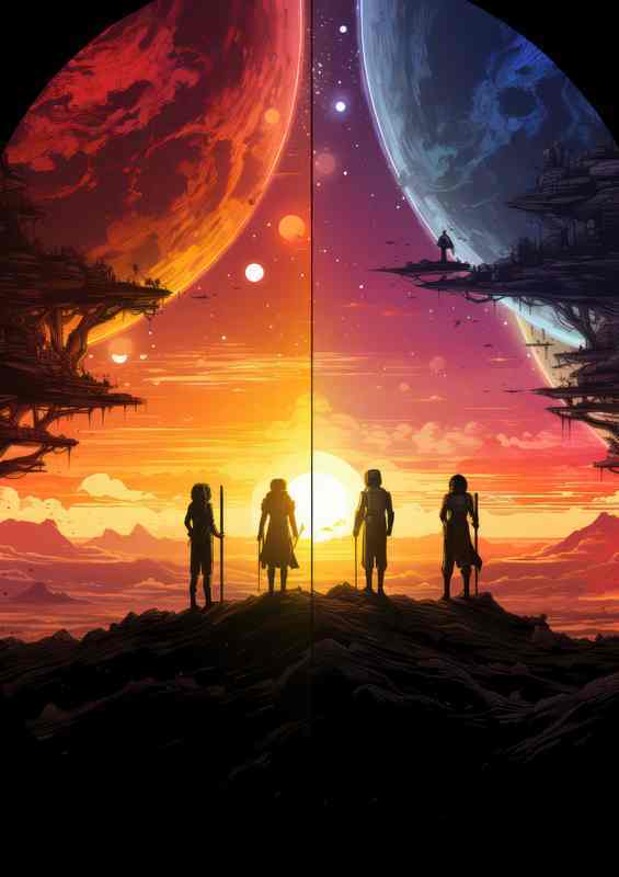 Dreamy Universe People On The Moon | Metal Poster
