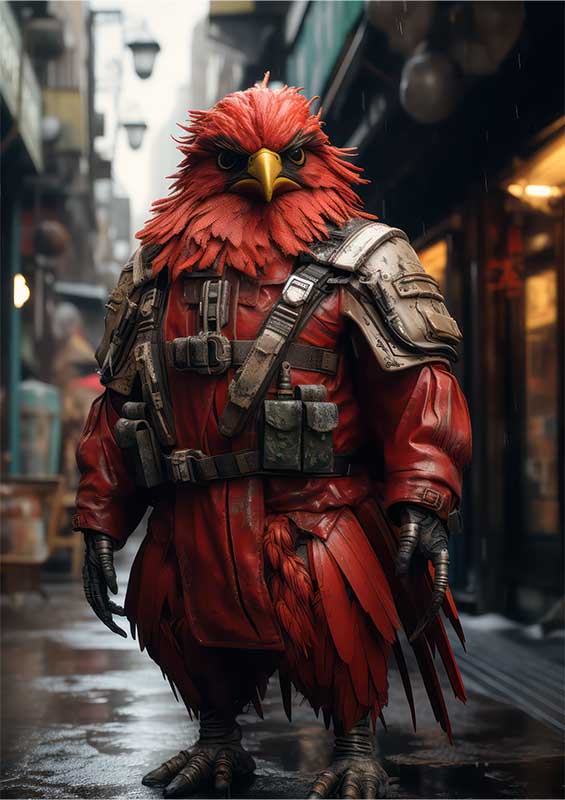 Cherry The Chicken Rocking His Leather Look Style | Poster