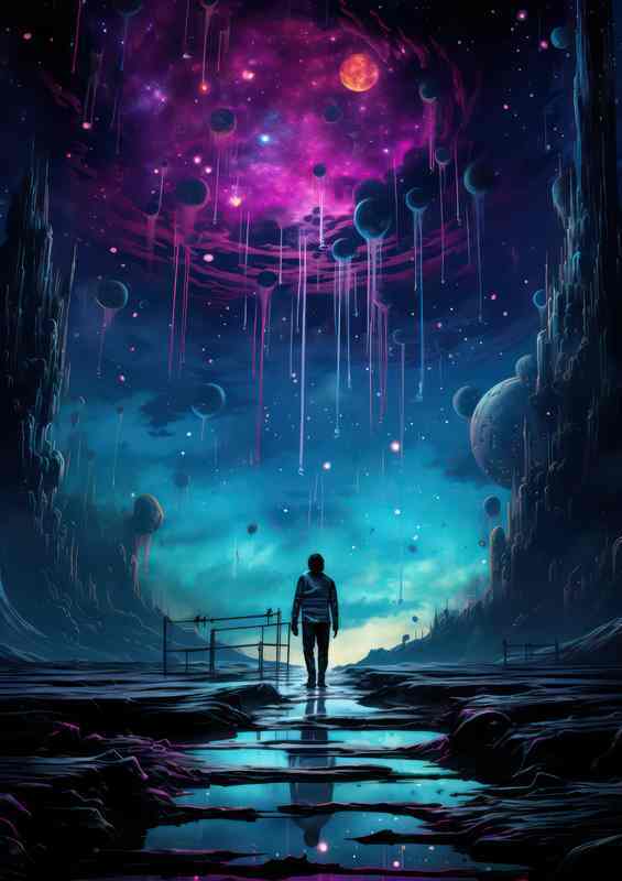 Galactic Pioneer Modern Astronaut Metal Poster