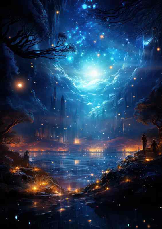 Moonlit Night Explorer in the Cosmos | Poster