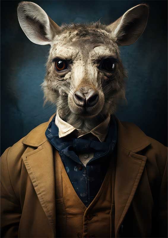 Kevin The Old School Australian Kangeroo | Metal Poster