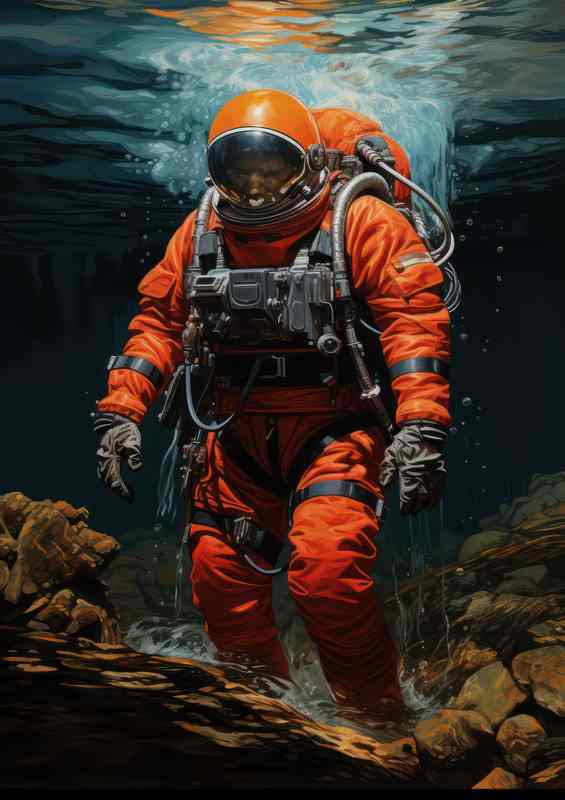 Orbital Explorer Mans Journey through the Water Depths | Poster