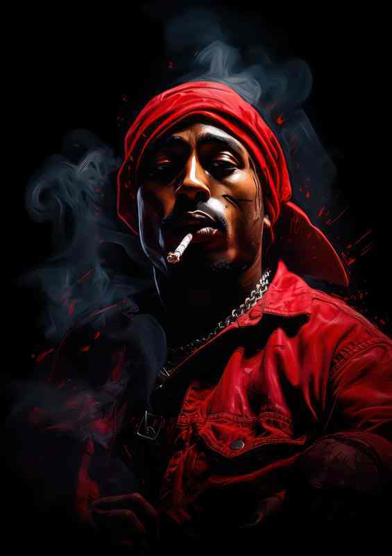 Tupac smoking in a red bandana | Di-Bond