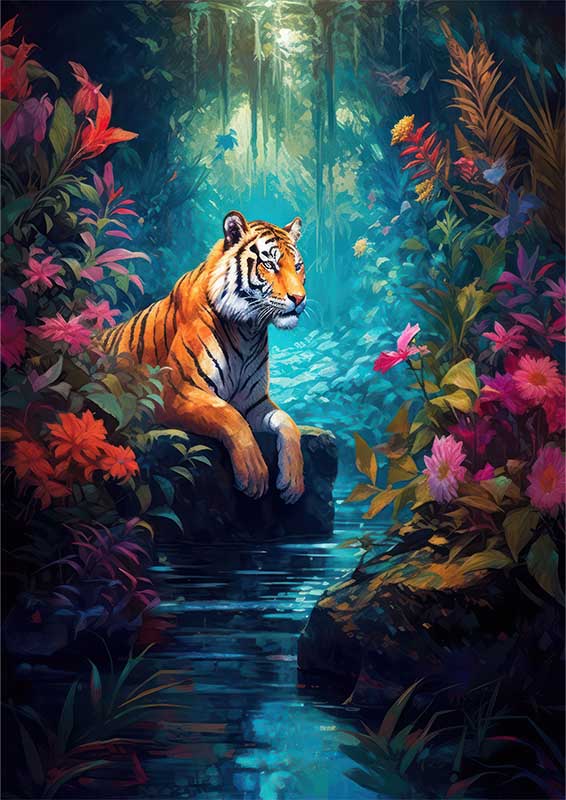 Auroras Adventure Tiger By The Lake | Di-Bond