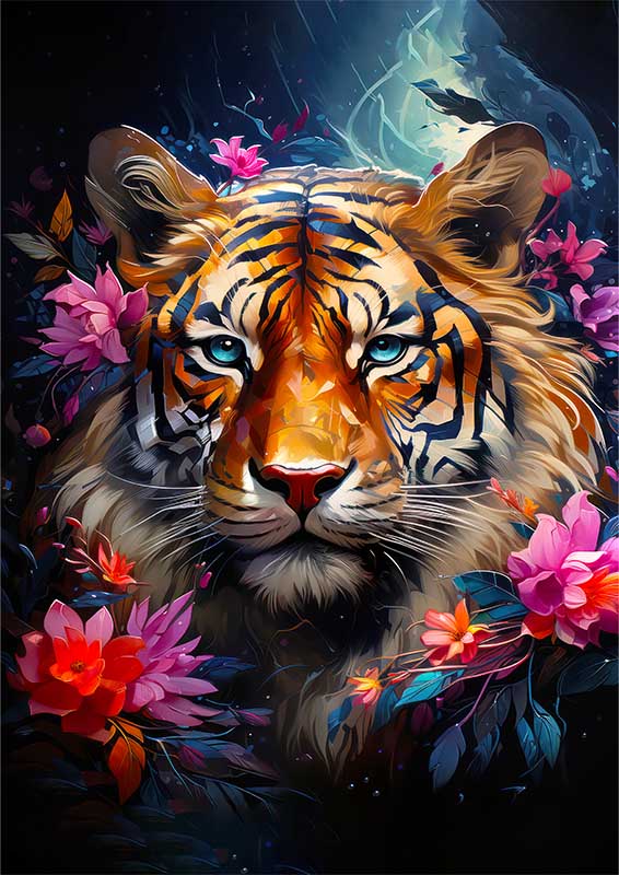 Beautiful tiger with blue eyes and a rich tone | Canvas