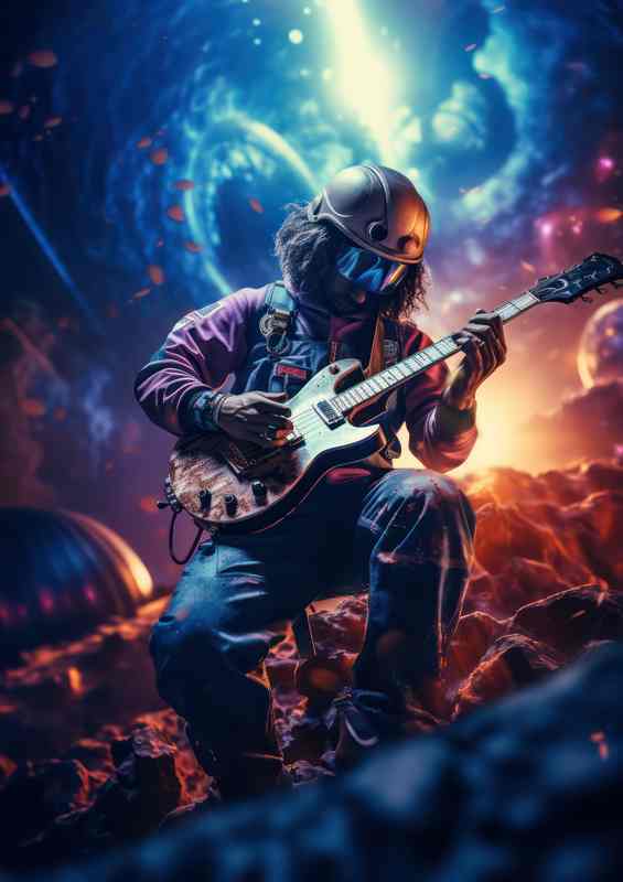 Astronaut Playing Guitar Exploration of the Cosmos | Poster