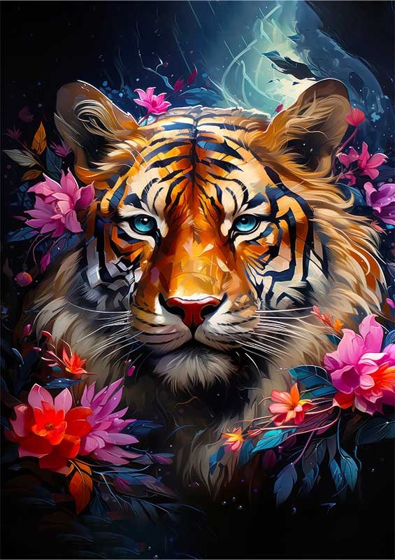 Beautiful tiger with blue eyes and a rich tone | Poster