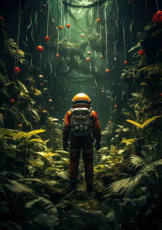 Astronauts Journey to the leaves in the space jungle | Poster