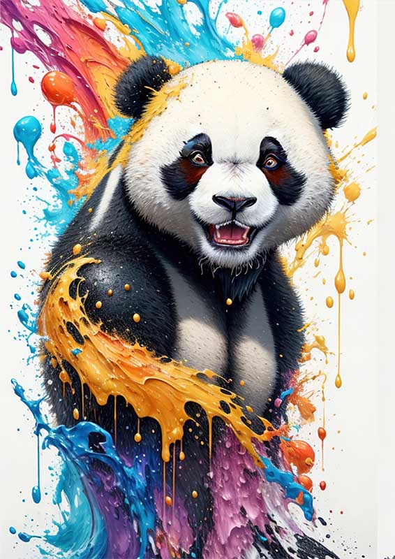 Colourful Bamboo Ballet Panda Splashed In Art | Di-Bond