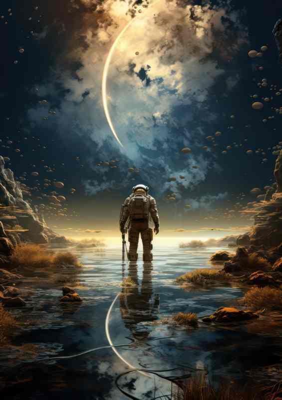Celestial Voyager Astronauts Exploration of New Worlds | Metal Poster