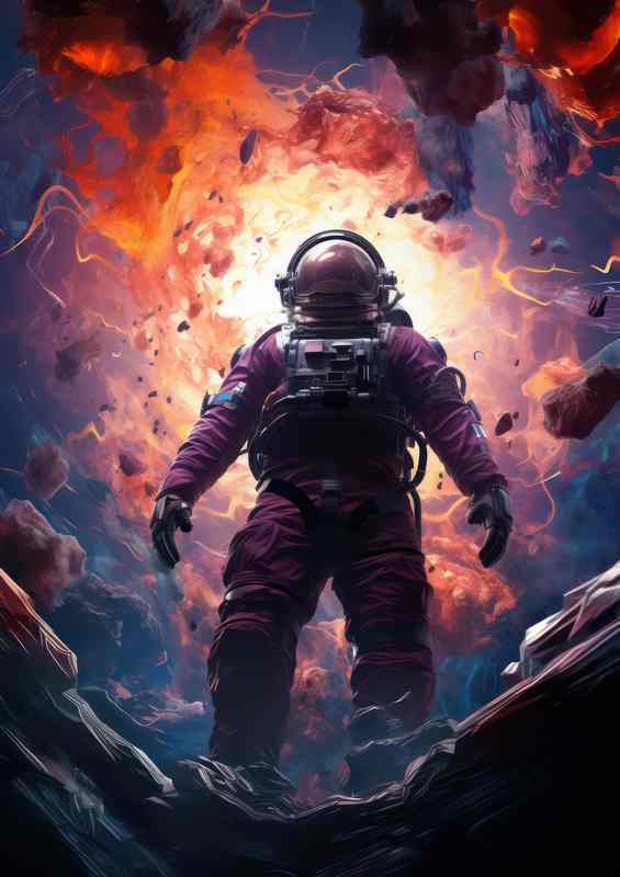 Cosmic Voyager Mans Exploration of New Worlds | Metal Poster